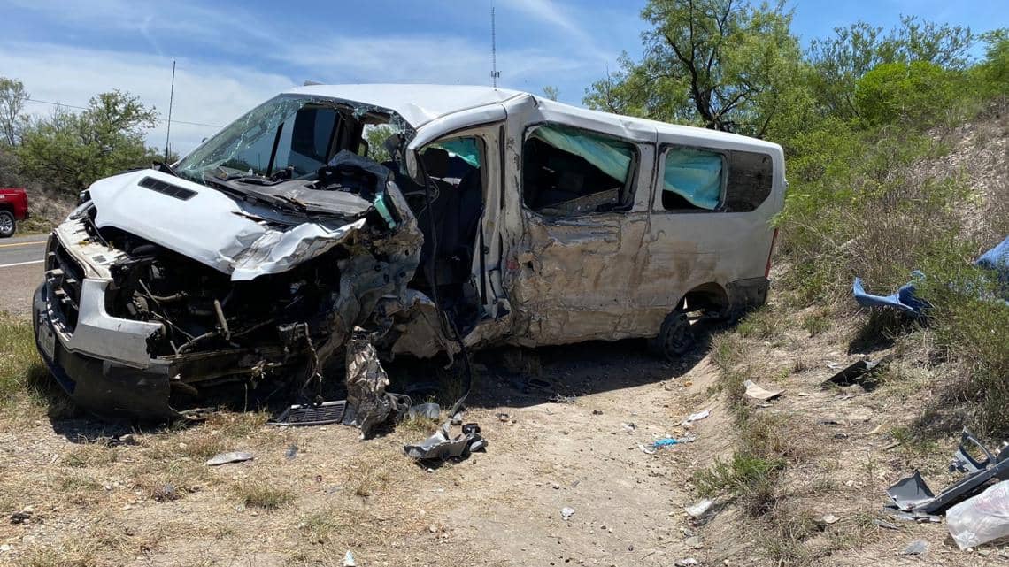 Jeremy Vance Randolph's crashed 2019 white Ford passenger van