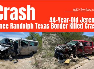 two crashed vehicles of 44 Year Old Jeremy Vance Randolph Texas Border Killed Crash
