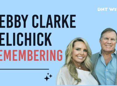 Debby Clarke Belichick with the husband and text with her name