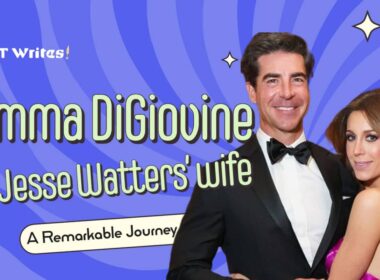 Emma DiGiovine and Jesse Watters image with blue background